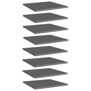 vidaXL Hyllplan 8 st gr&aring; h&ouml;gglans 40x40x1,5 cm konstruerat tr&auml;