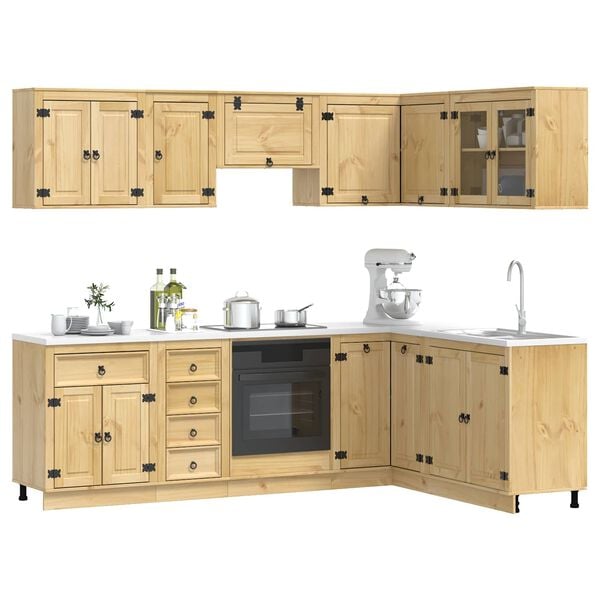 vidaXL Sk&aring;p med l&aring;da med hylla SKI 10 pcs HonungsBrun Massiv furu