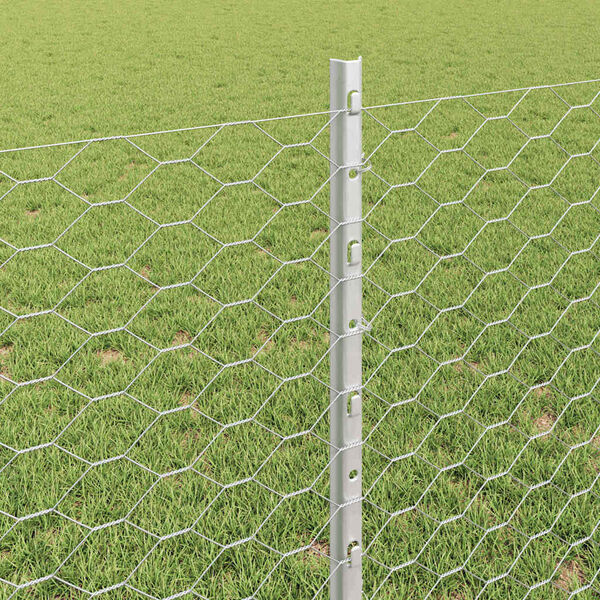 vidaXL St&auml;ngsel med stolpe Silver 0,8 x 25 m St&aring;l