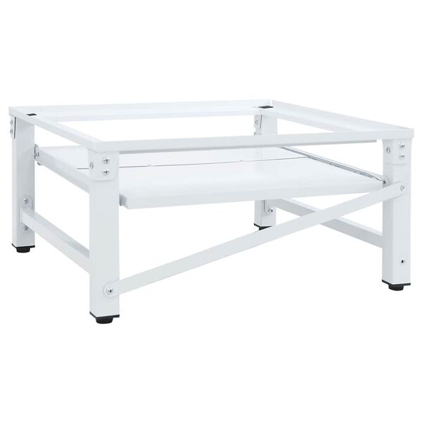 vidaXL Sockel f&ouml;r tv&auml;ttmaskin med utdragbar hylla vit