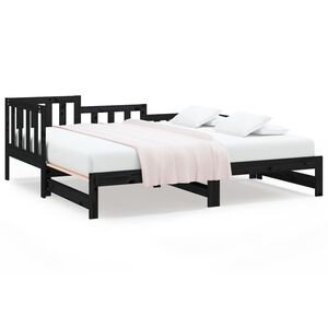 vidaXL Utdragbar dagb&auml;dd svart 80x200 cm massiv furu