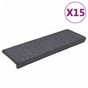 vidaXL Trappmattor 15 st 65x21x4 cm m&ouml;rkgr&aring; rektangul&auml;r kant