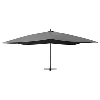 vidaXL Frihängande parasoll med trästång 400x300 cm antracit