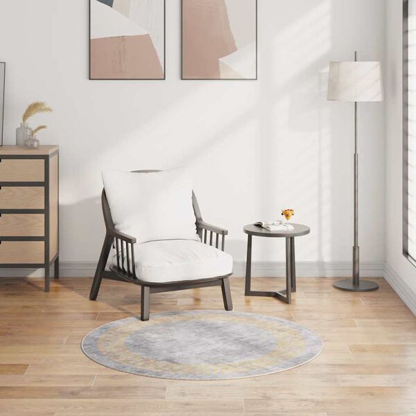 vidaXL Matta tvättbar φ120 cm grå halkfri