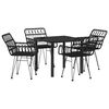 vidaXL Tr&auml;dg&aring;rdsm&ouml;belset 5 pcs Svart Pulverlackerat st&aring;l
