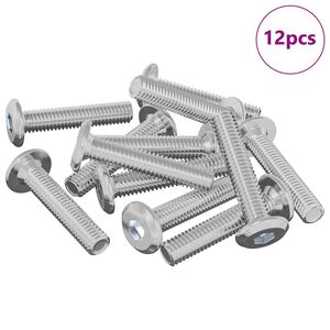 vidaXL L&aring;gskruv Enf&auml;rgad 12 pcs Silver M6 x 30 mm St&aring;l