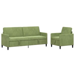 vidaXL Soffgrupp med f&ouml;rvaring 2 st Ljusgr&ouml;n Polyester