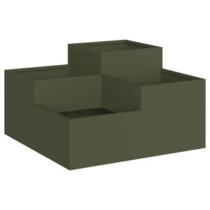 vidaXL Tr&auml;dg&aring;rdsplanterare Olivgr&ouml;n 80 x 80 x 48 cm St&aring;l