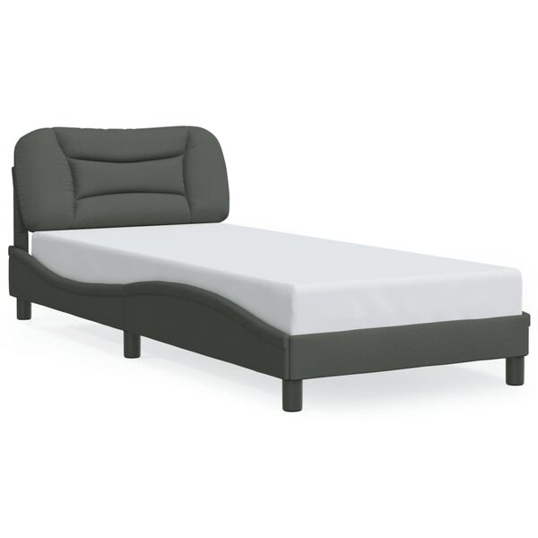 vidaXL Bed Frame without Mattress "Hvar" Dark Grey 90x190 cm Fabric