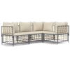 vidaXL Loungegrupp 4 delar med dynor antracit konstrotting