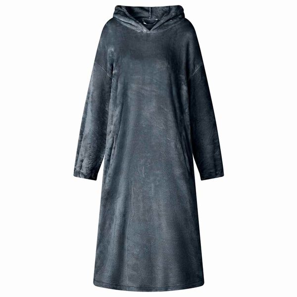 vidaXL Filt-hoodie M&ouml;rkbl&aring; l Flanell