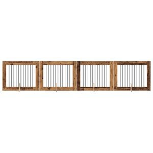 vidaXL Hundgrind med st&auml;llningar 4 pcs Gammalt tr&auml; 100 x 80 cm