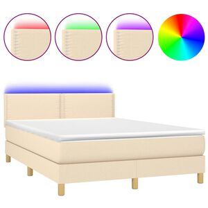 vidaXL Rams&auml;ng med madrass & LED gr&auml;ddvit 140x190 cm tyg