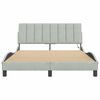 vidaXL Bed Frame with LED without Mattress "Hanko" Light Grey 140x190 cm Velvet