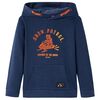 Barnhoodie bl&aring; melange och orange 140