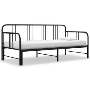 vidaXL Utdragbar s&auml;ngram b&auml;ddsoffa svart metall 90x200 cm