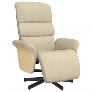 vidaXL Reclinerf&aring;t&ouml;lj med fotpall gr&auml;ddvit tyg