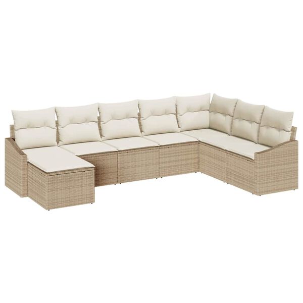 vidaXL Soffset med kudde 8 pcs Beige konstrotting