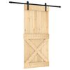 vidaXL Skjutd&ouml;rr Naturlig och svart 95 x 210 cm Massiv furutr&auml;d&ouml;rr