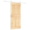 vidaXL Skjutd&ouml;rr Naturlig och vit 90 x 210 cm Massiv furutr&auml;d&ouml;rr