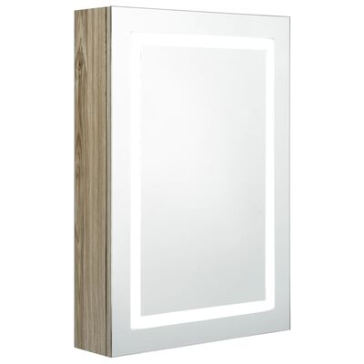vidaXL Spegelskåp med LED ek 50x13x70 cm