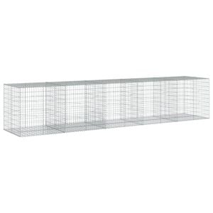vidaXL Gabionkorg med skydd 500x100x100 cm galvaniserat j&auml;rn