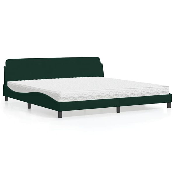 vidaXL Bed with Mattress "Dover" Dark Green 200x200 cm Velvet