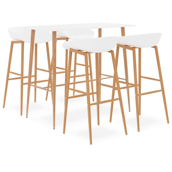 vidaXL Bargrupp 5 delar vit