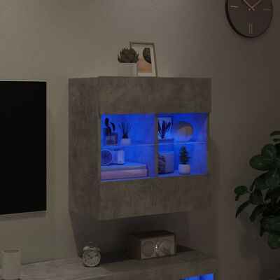 vidaXL Väggmonterad tv-bänk LED betonggrå 58,5x30x60,5 cm