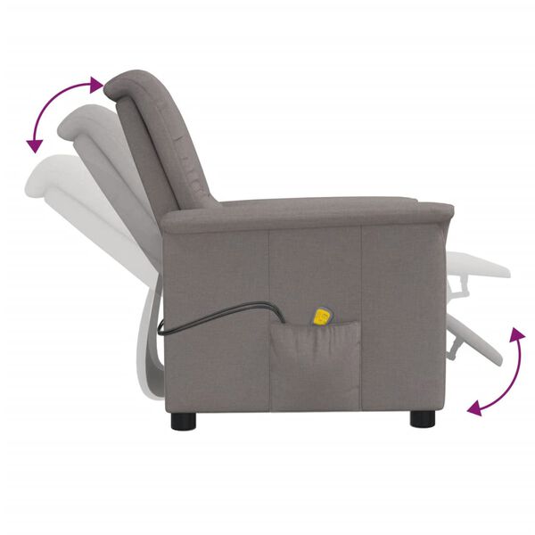 vidaXL Massagefåtölj taupe tyg