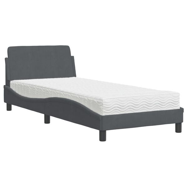 vidaXL Bed with Mattress "Dover" Dark Grey 80x200 cm Velvet