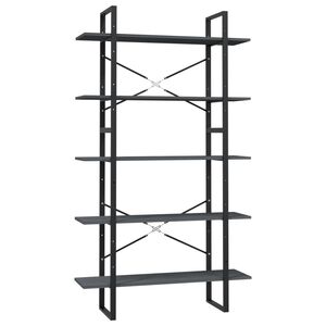 vidaXL Bokhylla 5 hyllplan gr&aring; 100x30x175 cm massiv furu