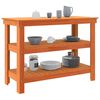 vidaXL Arbetsb&auml;nk med hylla Vaxbrun 110,5 x 50 x 80 cm Massiv furu