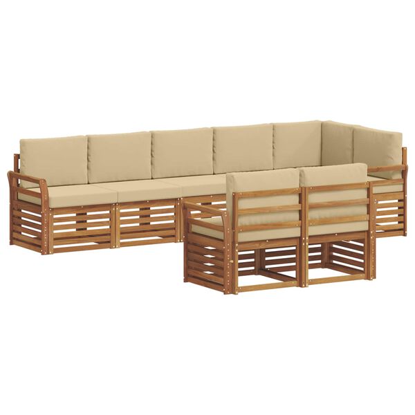 vidaXL Soffgrupper 8 pcs Naturlig och Beige Massivt Akaciatr&auml;