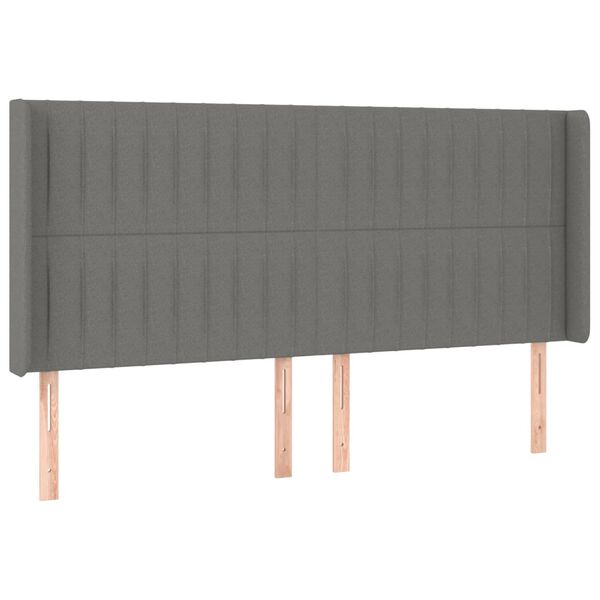 vidaXL S&auml;nggavel LED m&ouml;rkgr&aring; 163x16x118/128 cm tyg
