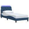 vidaXL Bed Frame with LED without Mattress Blue 90x190 cm Fabric