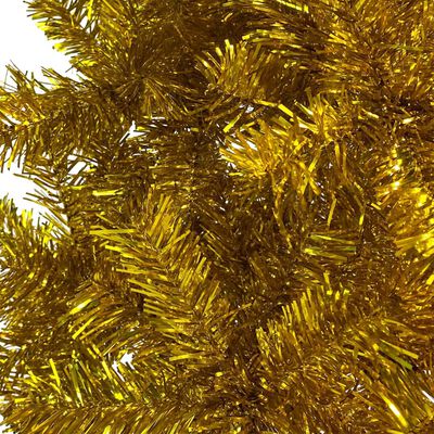 vidaXL Belyst plastgran slimmad med kulor guld 210 cm