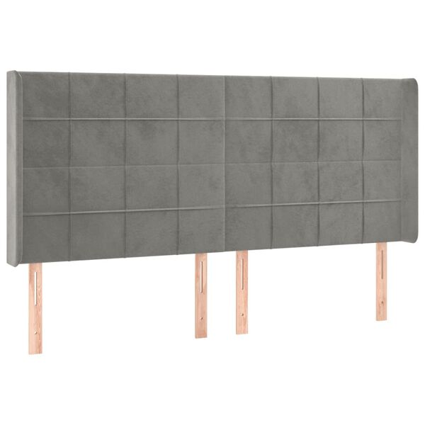 vidaXL S&auml;nggavel LED ljusgr&aring; 163x16x118/128 cm sammet
