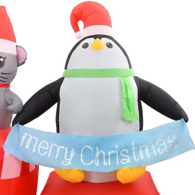 vidaXL Uppblåsbar pingvin & mus på tåg LED IP44 350 cm
