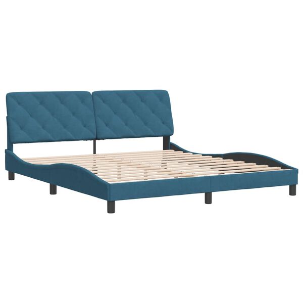 vidaXL Bed Frame without Mattress Blue 180x200 cm Velvet