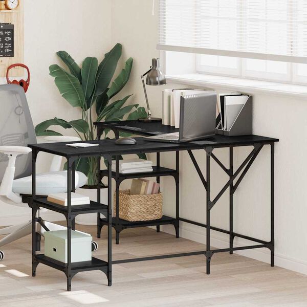 vidaXL Skrivbord Svart Ek 139 x 139 x 75 cm Konstruerat tr&auml;