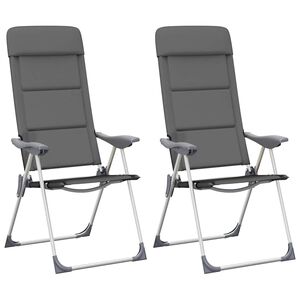 vidaXL Campingstolar 2 st gr&aring; 58x69x111 cm aluminium