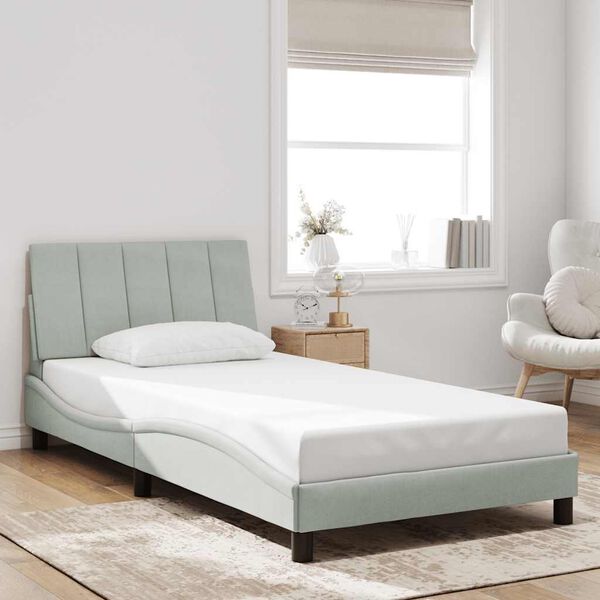 vidaXL Bed Frame without Mattress "Hanko" Light Grey 100x200 cm Velvet