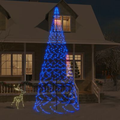 vidaXL Julgran på flaggstång blå 1400 LEDs 500 cm