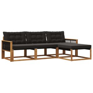 vidaXL Utomhussoffset med kudde 4 pcs Naturlig och svart