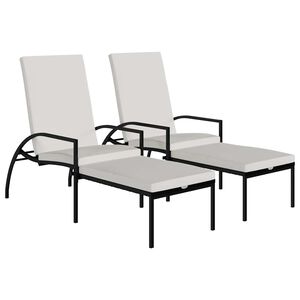 vidaXL Sols&auml;ng med fotst&ouml;d 2 st PE konstrotting svart