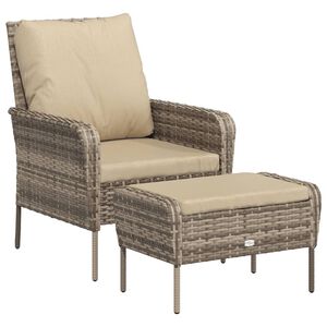 vidaXL Reclinerstol for tr&auml;dg&aring;rden med fotpall ljusbrun konstrotting