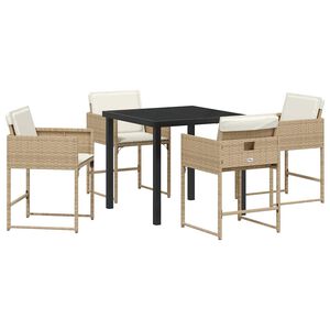 vidaXL Tr&auml;dg&aring;rdsm&ouml;belset 5 pcs Beige konstrotting