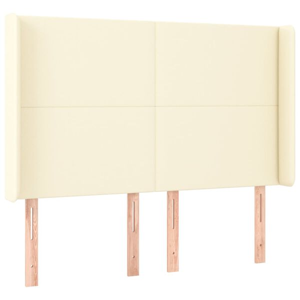 vidaXL S&auml;nggavel med kanter gr&auml;ddvit 147x16x118/128 cm konstl&auml;der