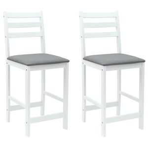 vidaXL Matstolar 2 st Massiv Gummitr&auml; Vit 40 x 47,5 x 99,5 cm